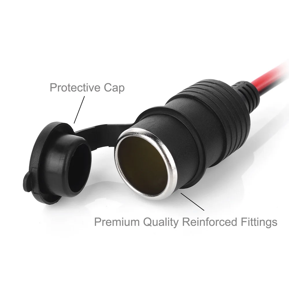 Cable de extensión de encendedor de cigarrillos de coche, Conector de Clip de cocodrilo, enchufe de alimentación con grifo de fusible + fusible de