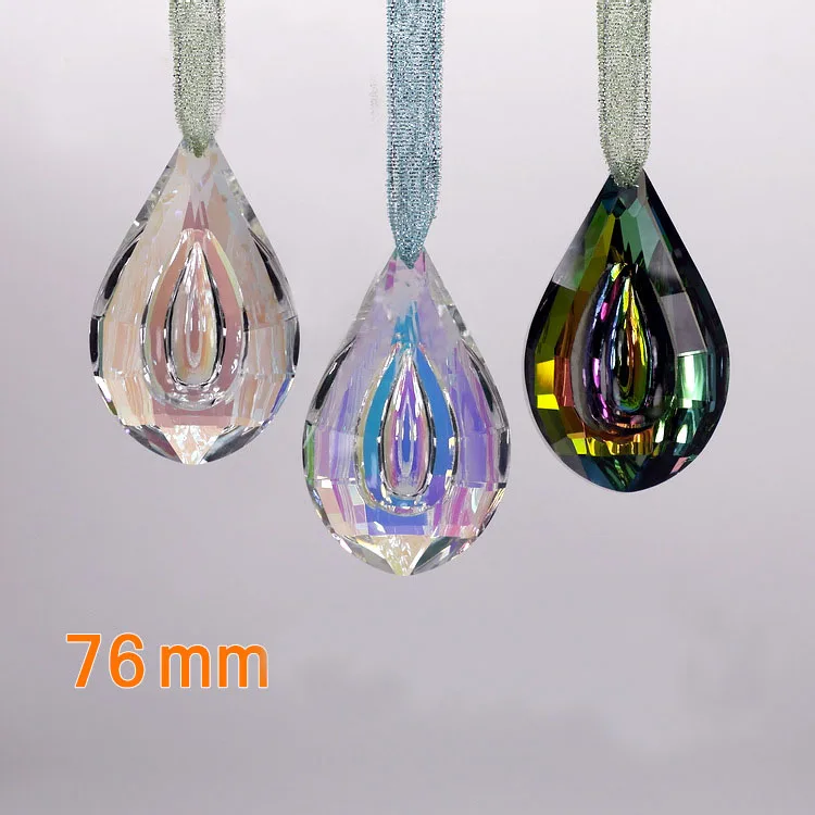 DIY 76x47mm Gorgeous Glass crystal chandelier parts pendant Different Rainbow Colors Suncatcher Wedding Decoration 3pcs/lot