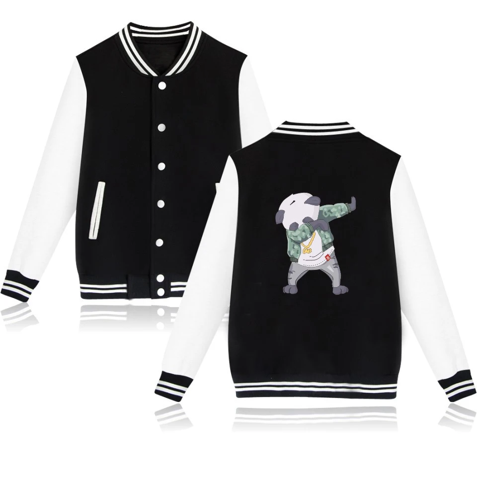 dabbing panda cartoon cute printed Funny Baseball Jacket men women Sweatshirts coats casual long sleeve hoodies Jackets tops 4XL