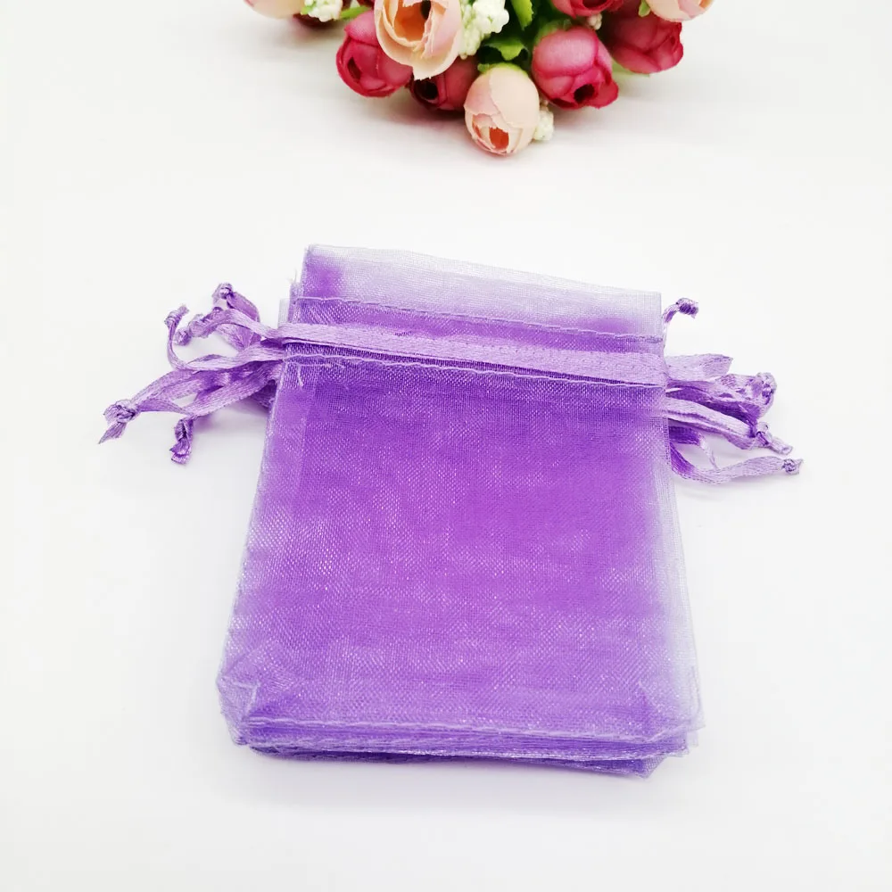 500pcs Organza-Bags Violet Organza Gift Bags For Jewelry Packaging Display Christmas Wedding Jewelry Storage Drawstring Bag DIY