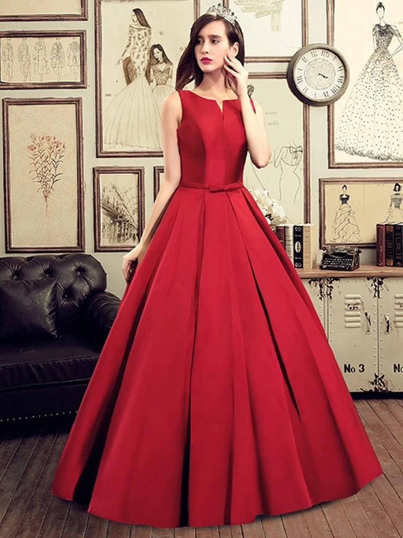 

Vestido De Festa Casual V-Neck Straps Bowknot Lace-Up Long Prom Dress Elegnat Burgundy Evening Dress Formal Prom Evening Gowns