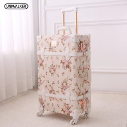 New Design Vintage Trolley Travel Luggage Set Girl Floral Hand Carry-On Fashion Classic Retro Luggage Bags Case Travel Suitcase