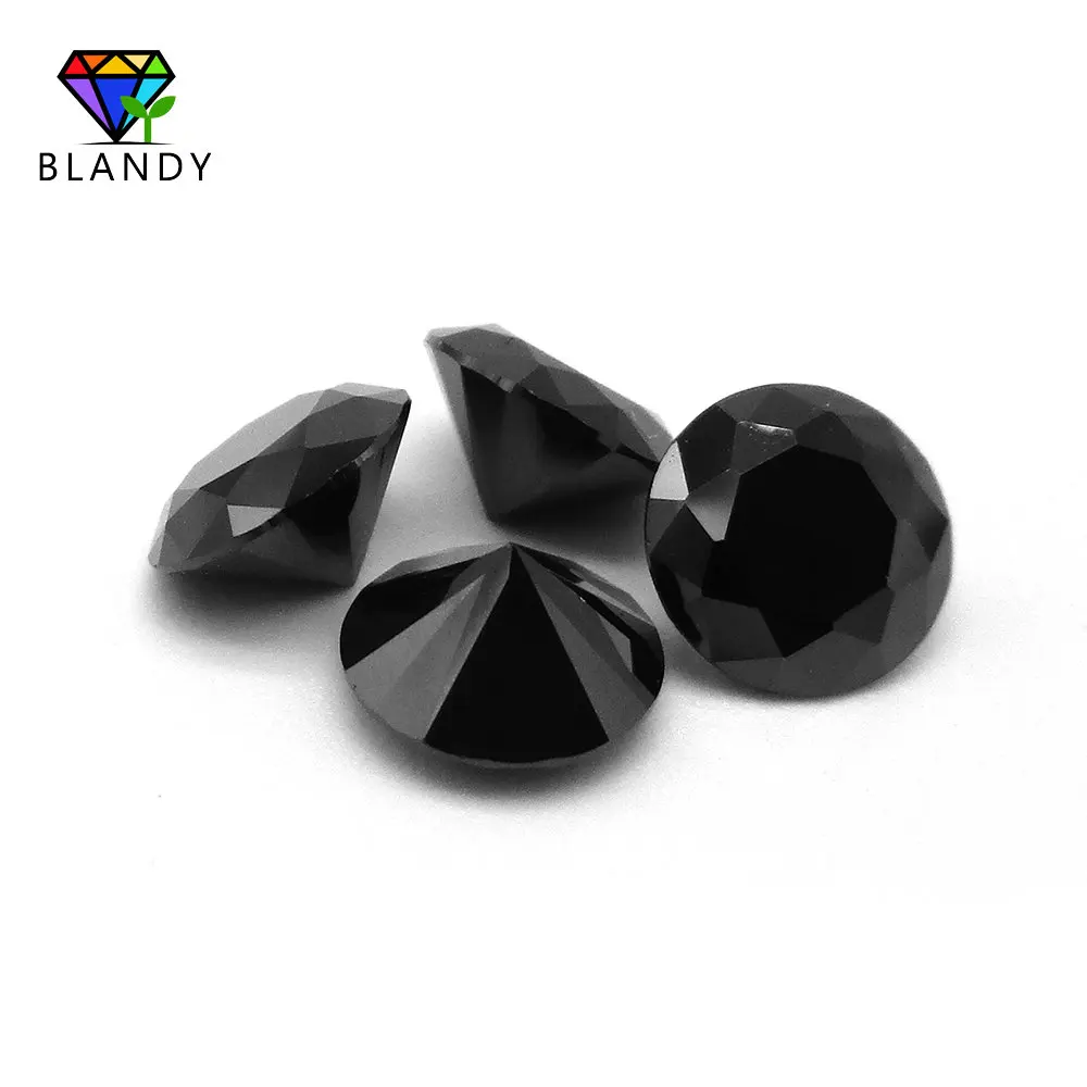 1.0~2.5mm 5A Quality CZ Stone Black Round Brilliant Cut Cubic Zirconia 100pcs Loose Stone Synthetic Gems For Jewelry