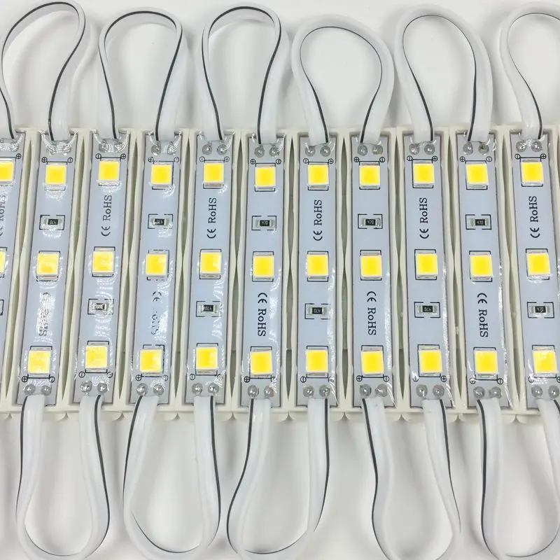 20PCS 5054 SMD 3LED โมดูลไฟ LED สีขาว/สีขาวอุ่น/สีแดง/สีเขียว/สีฟ้ากันน้ำโฆษณาโคมไฟ DC 12V