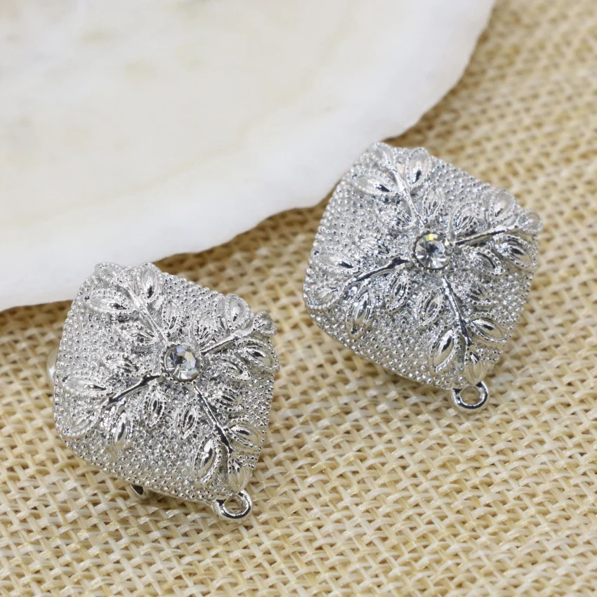 New Fashion Statement Vintage Silver-Color 19x19mm Stud Earring For Women Love Earrings Jewelry Weddings Party Prom Gifts B2821