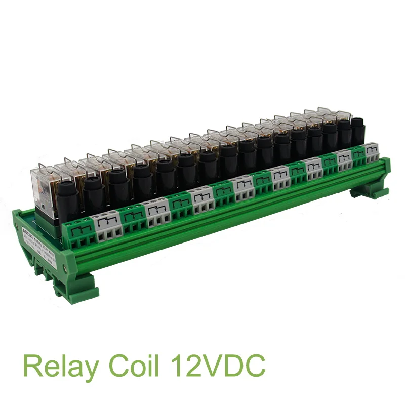 

16 Channel 1 SPDT DIN Rail Mount OMRON G2R 12V DC/AC with fuse Interface Relay Module