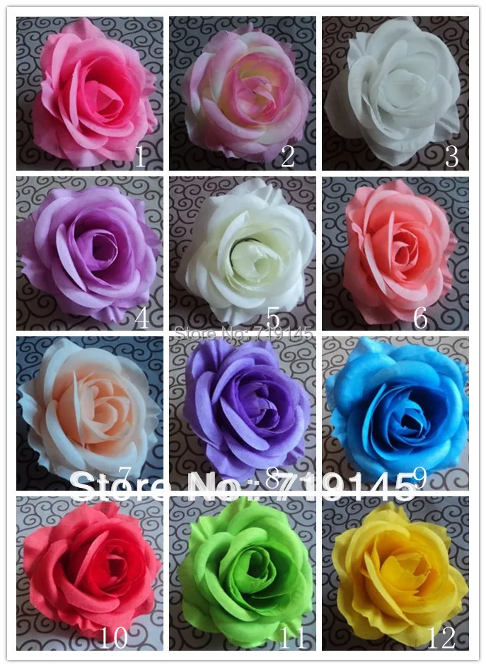 

100PCS 9CM 13colors artificial rose flower head diy wedding car wedding bouquet arch flower decoration Fabric flower