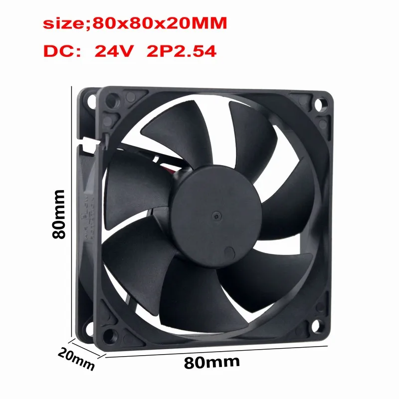 2 Pcs Gdstime 80x80x20mm PC DC Cooling Fan 24V 80mm x 20mm Brushless Computer Case Cooler 8cm 8020