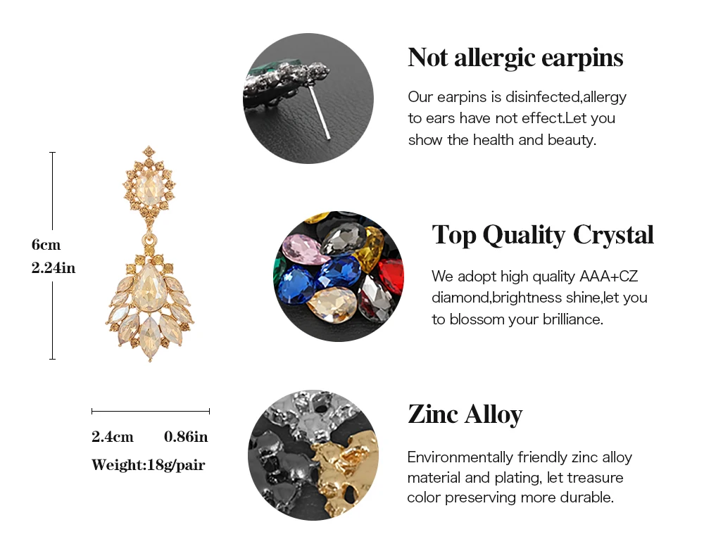 VEYO Crystal Rhinestone Classic Drop Earrings for Women  New Arrival 2018 brincos para as mulheres Wholesale image 3