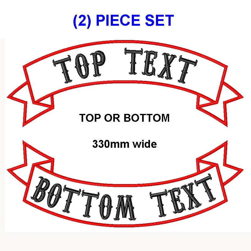 330MM wide 2 PCS CUSTOM EMBROIDERED MC ROCKER PATCH 350MM WIDE TOP OR BOTTOM MOTORCYCLE BIKER VEST CUT