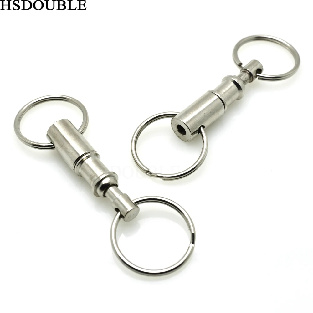 Removable Keyring Quick Release Keychain Dual Detachable Key Ring Snap Lock Holder Steel Pull-Apart Key Rings