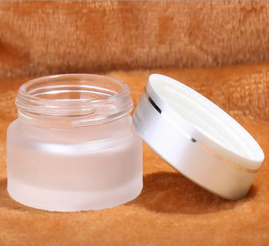 

200pcs/lot 50g Empty frosted glass cream jars, 50ml frost cream bottles, skin care cosmetic containers lin3577