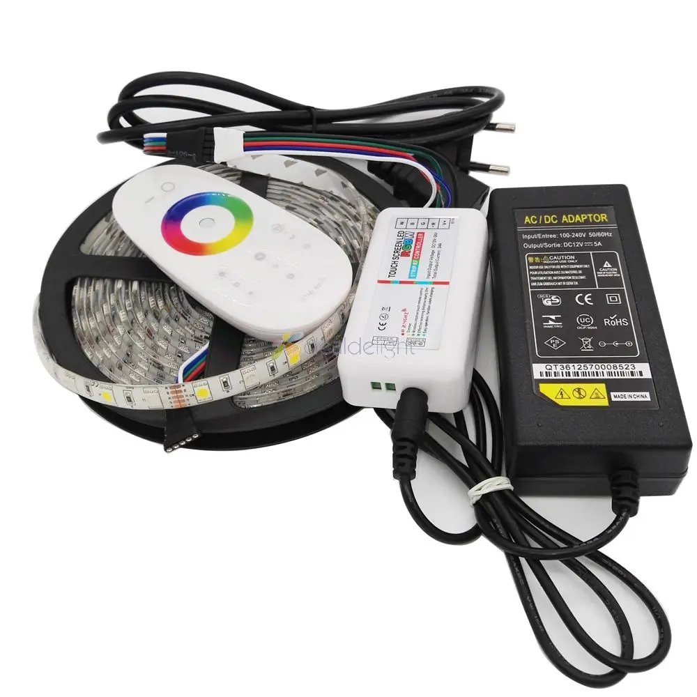 

5050 LED Strip RGB / RGBW / RGBWW 5M 300LEDs Strip Set Neon Tape Light + 2.4 G Remote Controller + DC 12V 5A Power Adapter