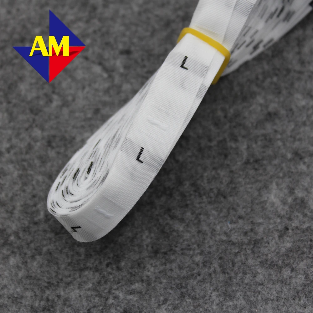 Wholesale Rolled White Size Number Labels For Clothing Sewing Woven Size Tags For Number Garment Label For Clothes Size S/M/L/Xl