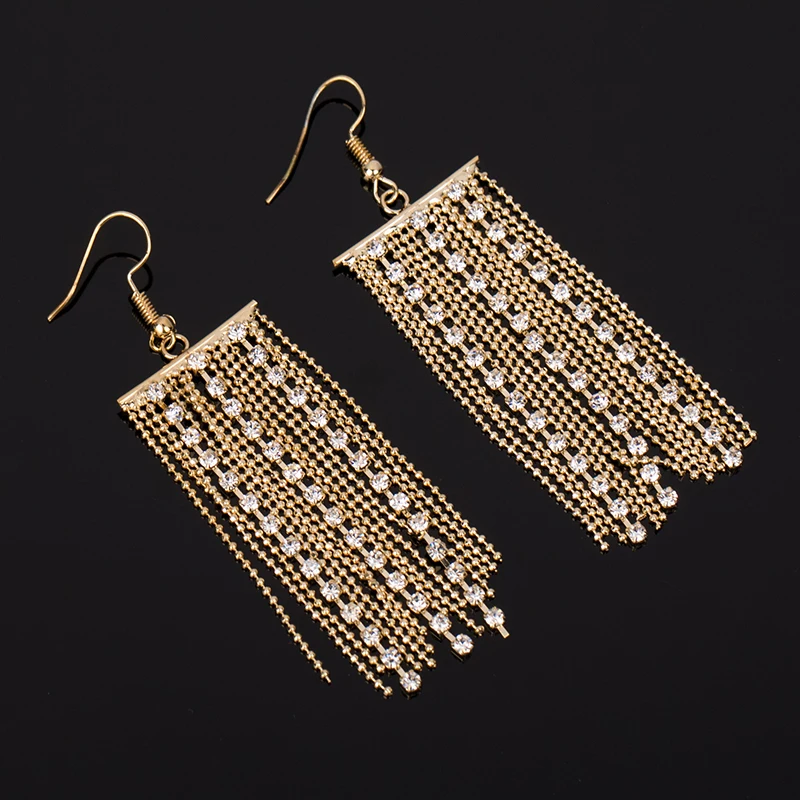 YFJEWE Fashion Elegant All-match Ear Hook Crystal Tassel Earrings For Women Full Rhinestone Claw Earrings Wholesale Jewelry E231