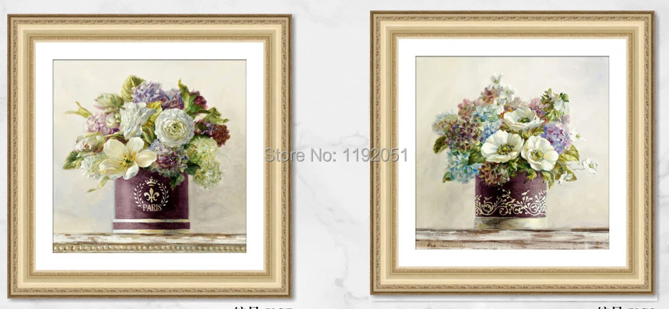 

frameless painting vintage decoration art flowers and purple vase 2 panels canvas paintings free shipping