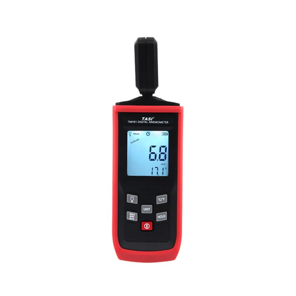 Digital LCD Infrared Temperature Thermometer Thermo Anemometer Wind Speed Gauge Meter Tester