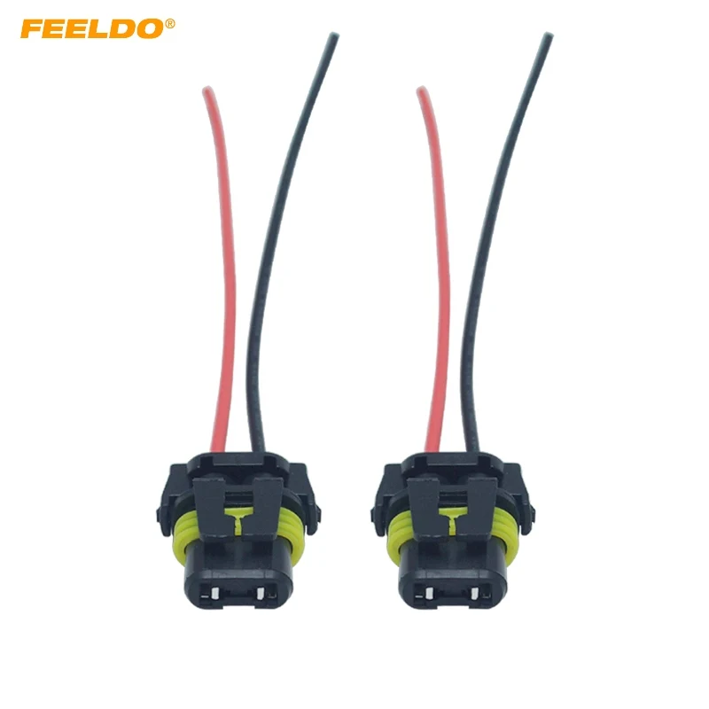 

FEELDO 2pc Car HID LED Bulb Headlight Plug Cable 9005/9006 Car Light Cord Connector Wire Harness Power Cable #5451