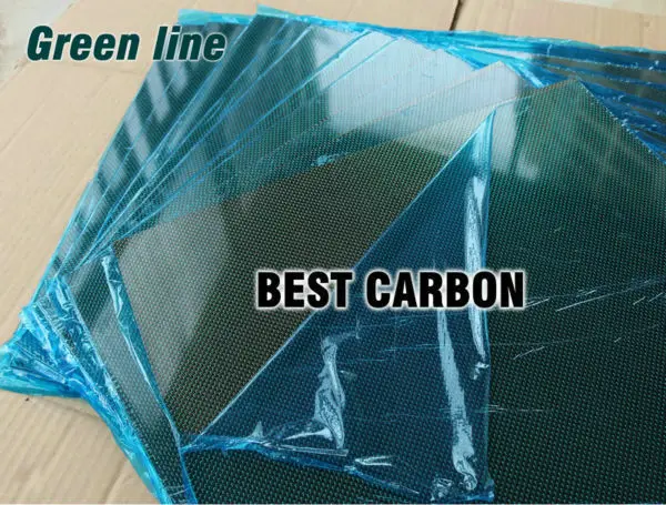 Free shipping 400mm x 500mm Green line glossy Carbon Fiber Plate, cf plate , carbon sheet ,carbon panel