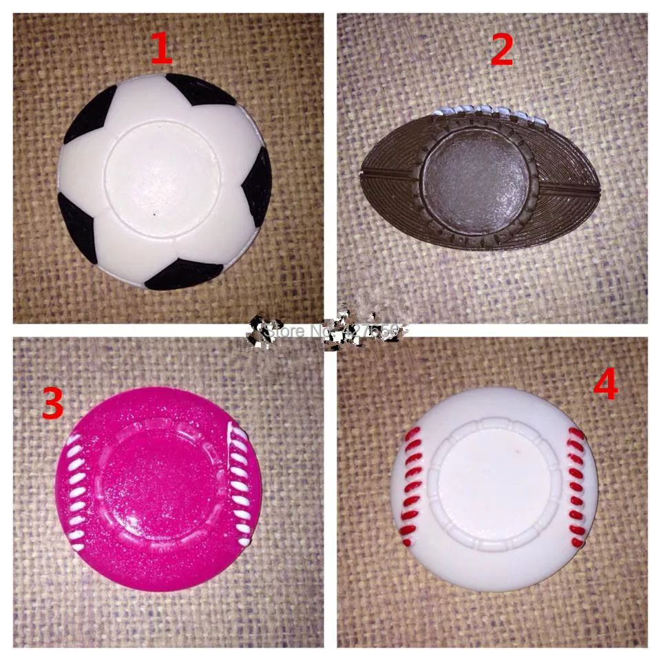 50pcs Brown/White/Hot Pink Flatback Resin Ball Rugby Baseball Charm Finding,Base Setting Tray, for 25mm Cabochon/Cameo