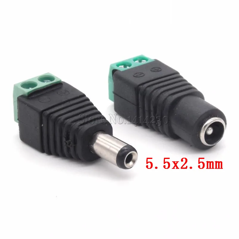 1Pair CCTV Cameras 2.5 x 5.5 5.5*2.5mm Male Female DC Power Plug Jack Adapter Connector Plug