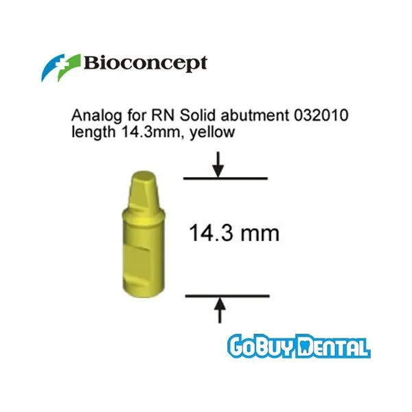 Straumann Compatible Dental Implants Analog for 032010, yellow, length 14.3mm 062100