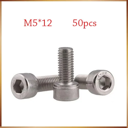 

M5 screws m5 bolt 50pcs/Lot Metric Thread DIN912 M5x12 mm M5*12 mm 304 Stainless Steel Hex Socket Head Cap Screw Bolts