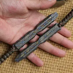 TC4 Titanium Alloy Crowbar Outdoor Survival Defense EDC Multi-tool Screwdriver Burnt Titanium Flame Pattern