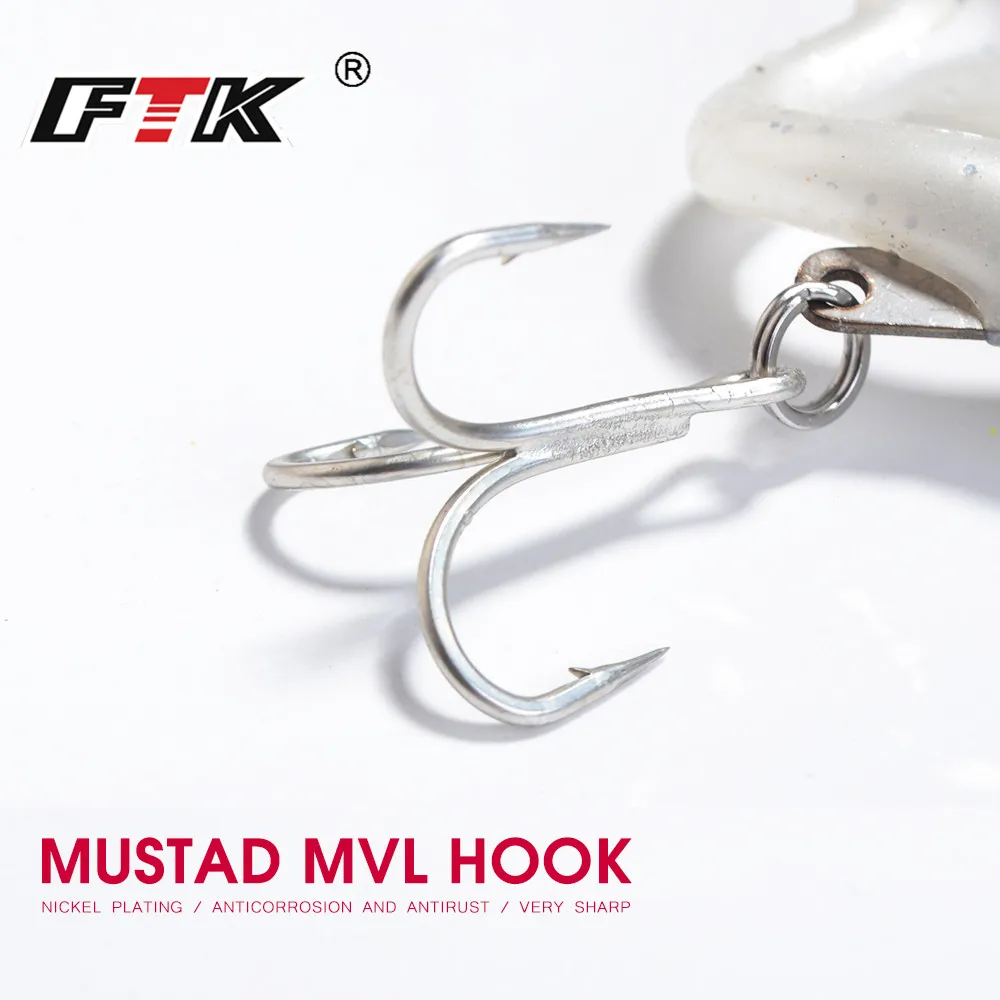 FTK Jig Head Soft Fishing Lure For Sea Bass 35g 45g 55g Wobblers Sinking 3D Eyes Jigging Lure With Treble Hook Fishing Tackle