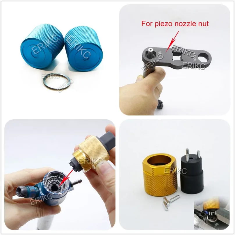 ERIKC 8/6 Angles CR Injector Nozzle Nuts Installation Piezo Valve Repair kits Tools Three-Jaw Spanner Inner Wire Grind Shims