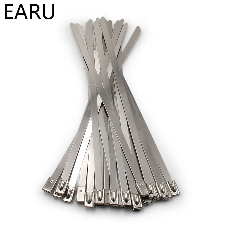 10PCS STAINLESS STEEL METAL CABLE TIES TIE ZIP Wire Management WRAP EXHAUST HEAT STRAPS INDUCTION PIPE Fastener Hook Loop