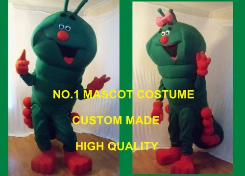 1 piece Green caterpillar boy/girl mascot costume adult carpenterworm theme school child play mascotte fancy dress suit 1709