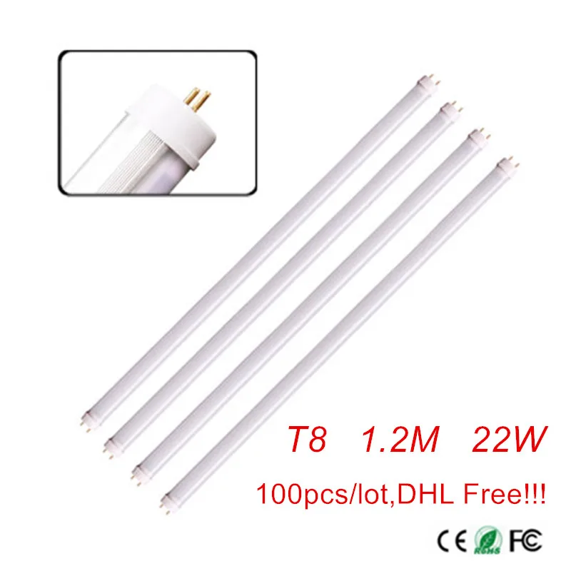 

100Pcs high quality 4ft 1.2m 1200mm G13 T8 Led Tubes Led Bulbs High Super Bright 22W 3000K-6500K Warm White/Cold White Led Light