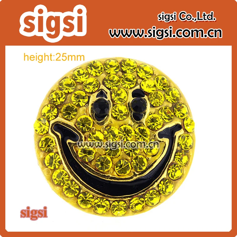 35mm yellow Rhinestone children's Smile Face Pin Jewelry emjio Brooch pin