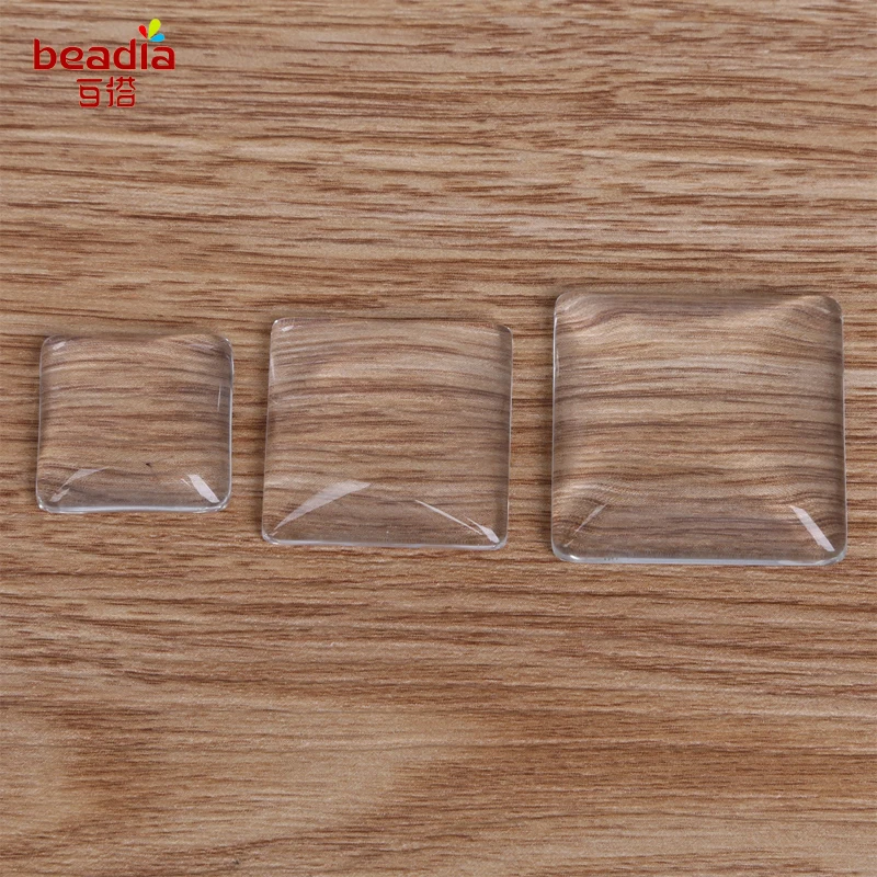 20 25 30MM 10pcs/Lot Glass Square 3D Cabochon Clear Epoxy noAdhesive Circles Resin Patch Dots For Stickers Bottle Caps Craft DIY