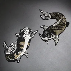 1PC Big Fish Embroidered Patches Fabric Sticker for Clothes Iron on Garment Applique DIY Accessory Party Decor Animal