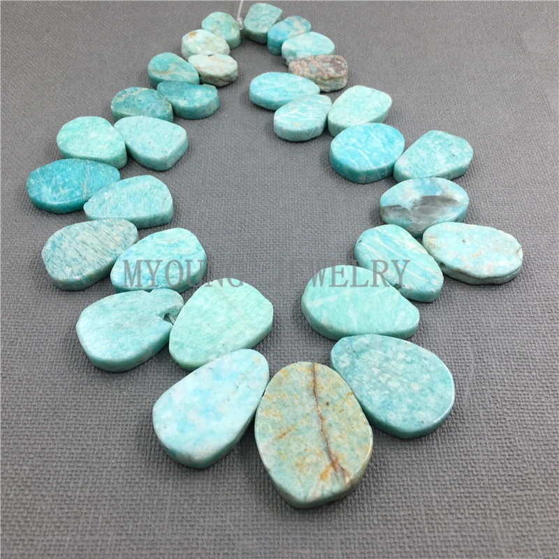 Petals Shape Amazonite Slice Top Drilling Pendent Beads,Gems stone Beads For Jewelry Making MY1102