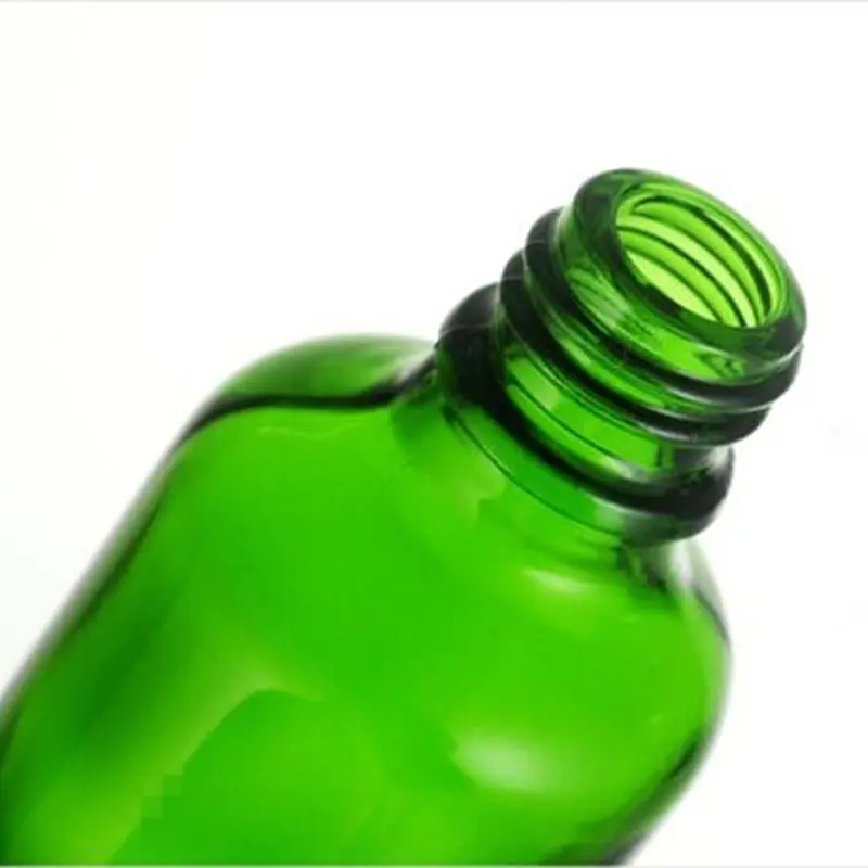 

5PCS 5ml 10ml 20ml 30ml 50ml 100ml Empty Green Glass Bottle With Black Glue Plastic Screw Cap&Dropper Bottle Incense Sub Bottle