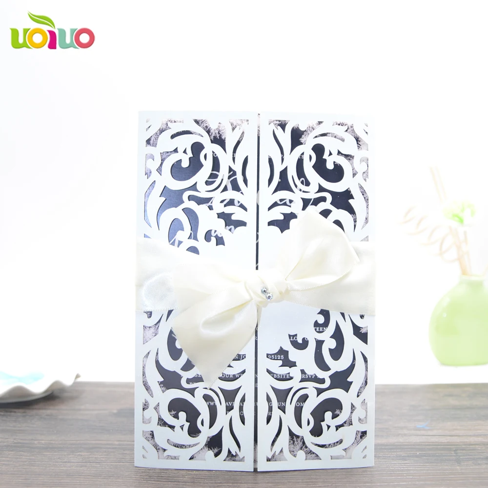 

50set inc235 China Vintage Laser Cut Wedding Invitations White 50pcs Party Elegant Luxurious invitation Card Paper