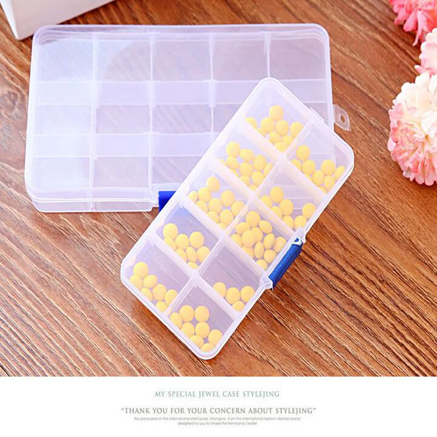 1PC New 15 Slots Cells Portable Jewelry Tool Box Container Ring Electronic Parts Screw Beads Component Storage Box