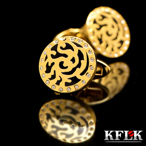 

Kflk Deluxe 2020 shirts Cufflinks Wedding gift brand men's cufflinks Crystal Cufflinks gold jewelry of high quality abotoaduras