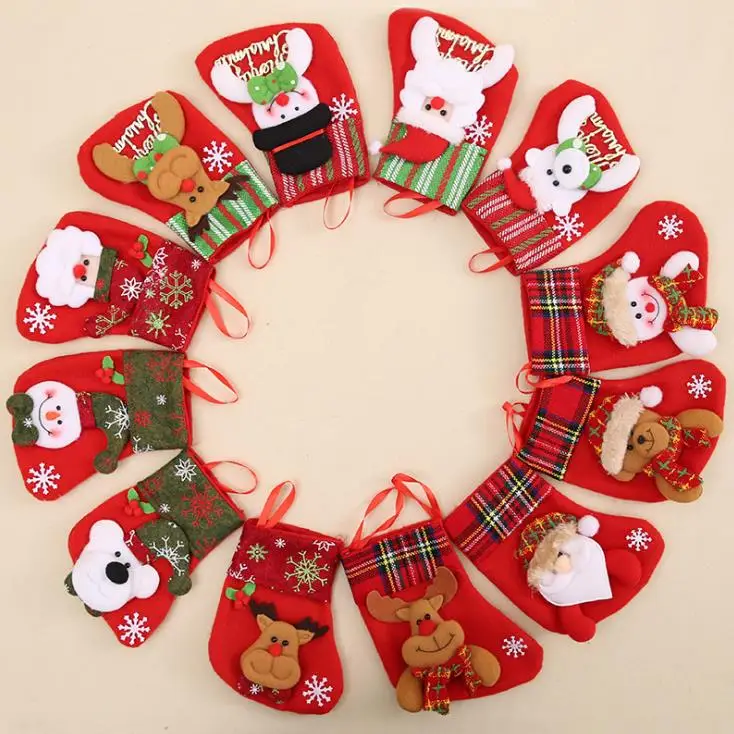 Christmas Reindeer Socks Santa Snowman Elk Christmas Stockings Cute Ornaments Festival Party Xmas Tree Hanging Decor