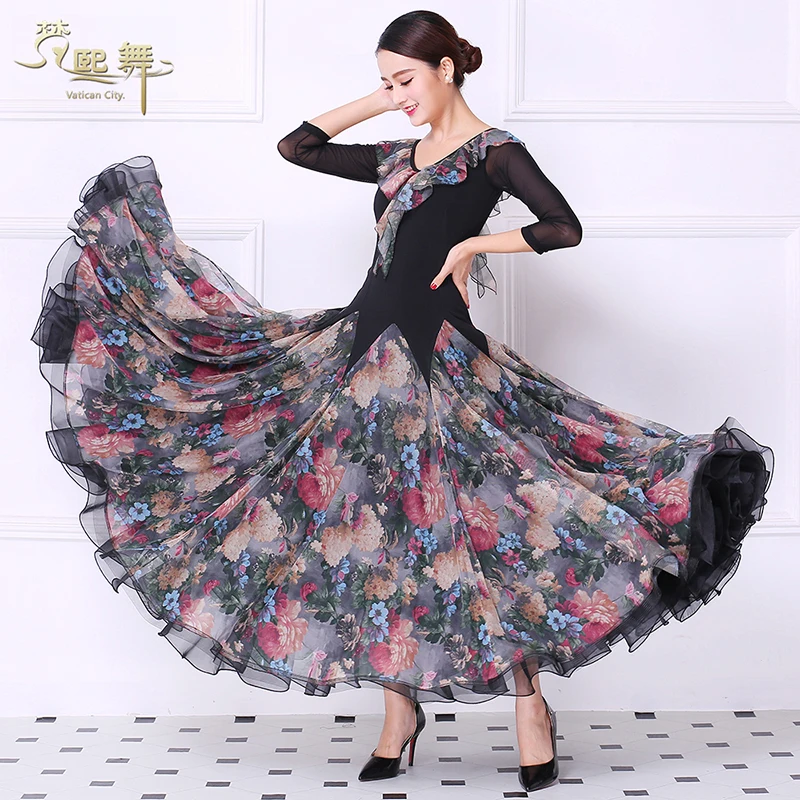 Phụ nữ Tùy Phòng Khiêu Vũ Múa Váy Cô Gái Nhảy Múa Cạnh Tranh Dress Tango Flamenco Waltz Nhảy Múa Phong Tục Phù Hợp Với Tiêu Chuẩn D-0364