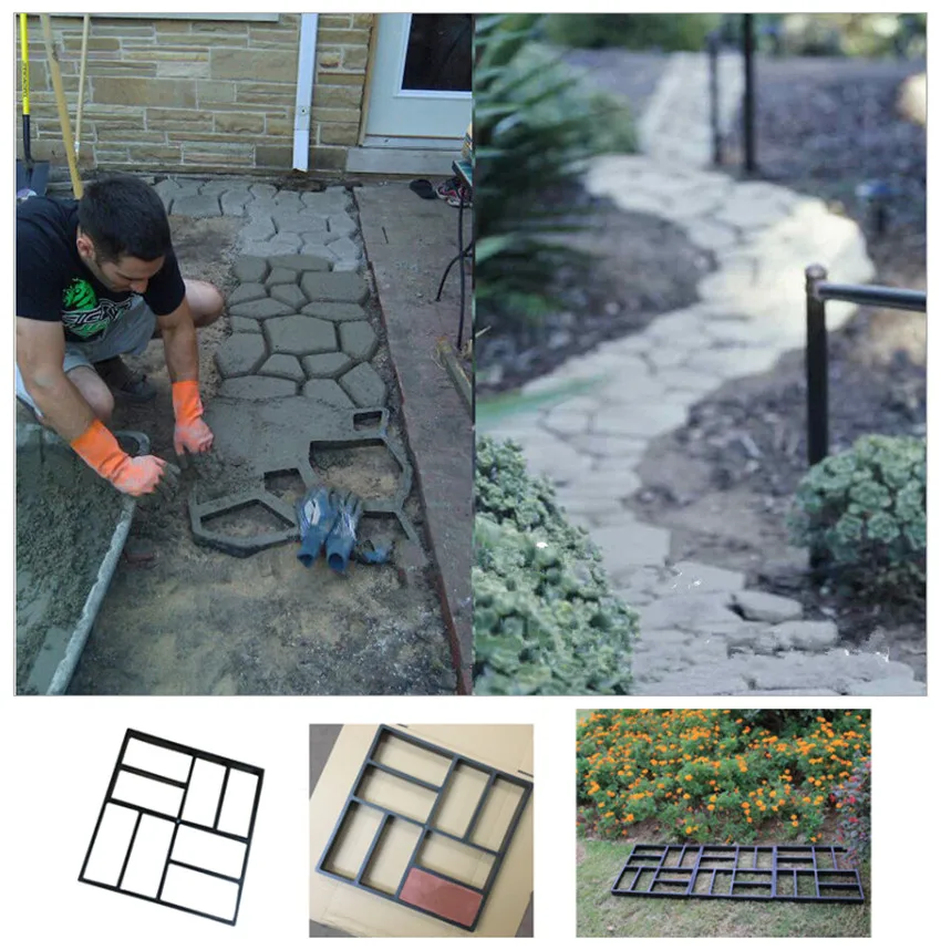 DIY Path Maker Mold Driveway Paving Brick Patio Concrete Płyta Ścieżka Pathmate Garden Fence Walk Maker Mold Ręcznie formy