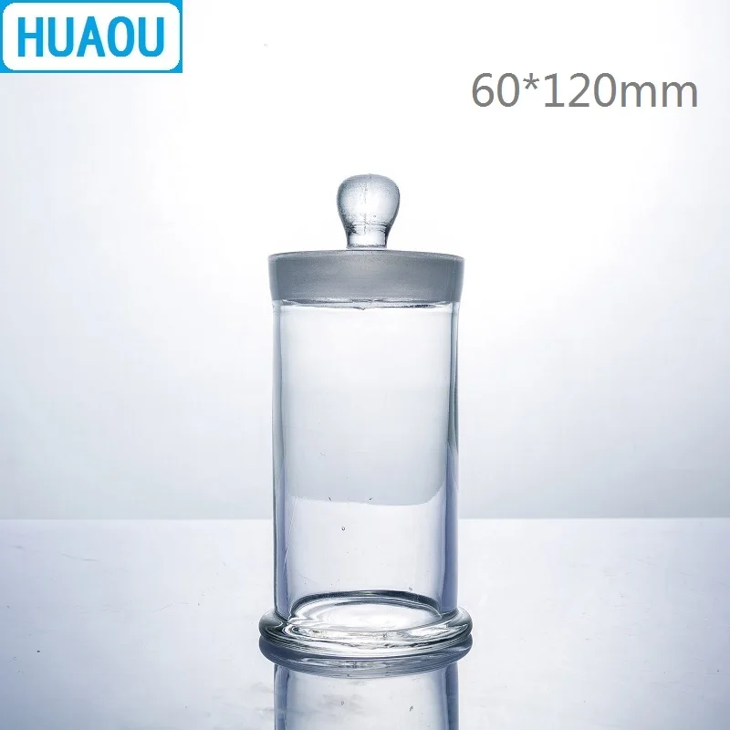 

HUAOU 60*120mm Specimen Jar with Knob and Ground-In Glass Stopper Medical Formalin Formaldehyde Display Bottle