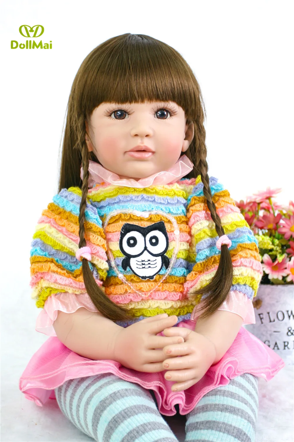 

DollMai Reborn vinyl silicone baby dolls 24"60cm Lifelike real princess toddler girl doll child gift bebe alive reborn