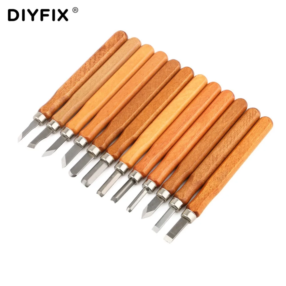 DIYFIX 13Pcs Set di strumenti per coltelli da intaglio del legno manico in legno strumenti per bisturi coltello da taglio in legno con Kit di utensili manuali per pietra per affilare