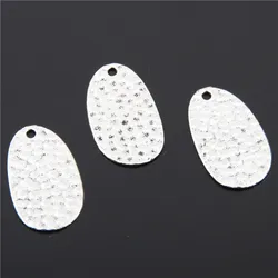 40pcs  Silver Color Oval-shaped Charms Pendant Crafts Diy Handmade Jewelry Finding  A2659