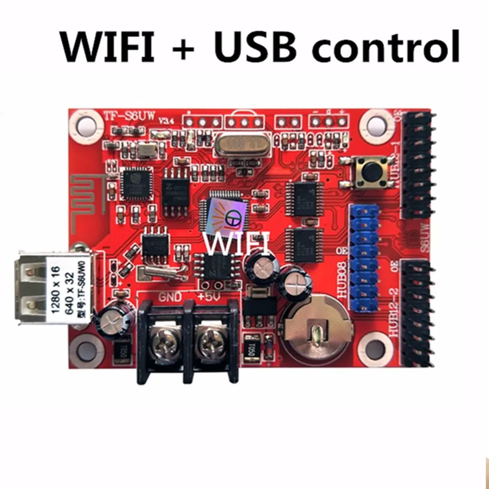 

Asynchronous TF-S6UW0 LED SIGN WIFI Control card, P10 P8 P5 P6 module panel LED Display, suitable for single & double colors