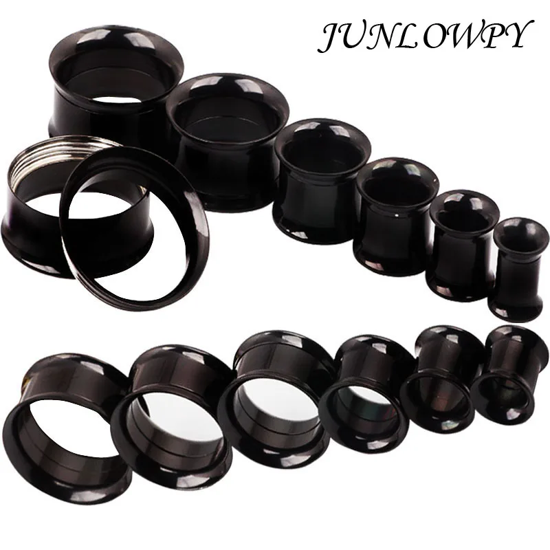 junlowpy orelha gauge mix tamanho 72 pecas lote preto internamente rosqueado duplo flare parafuso carne tunel orelha plug corpo aco inoxidavel 01